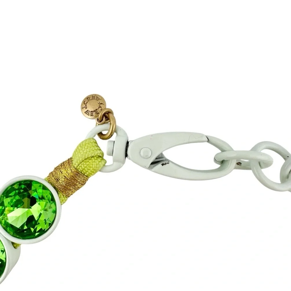Rare J Crew Brulee Necklace in Green Enamel and Crystals